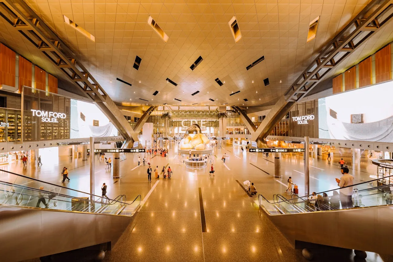 Modern airport terminal interior in Doha