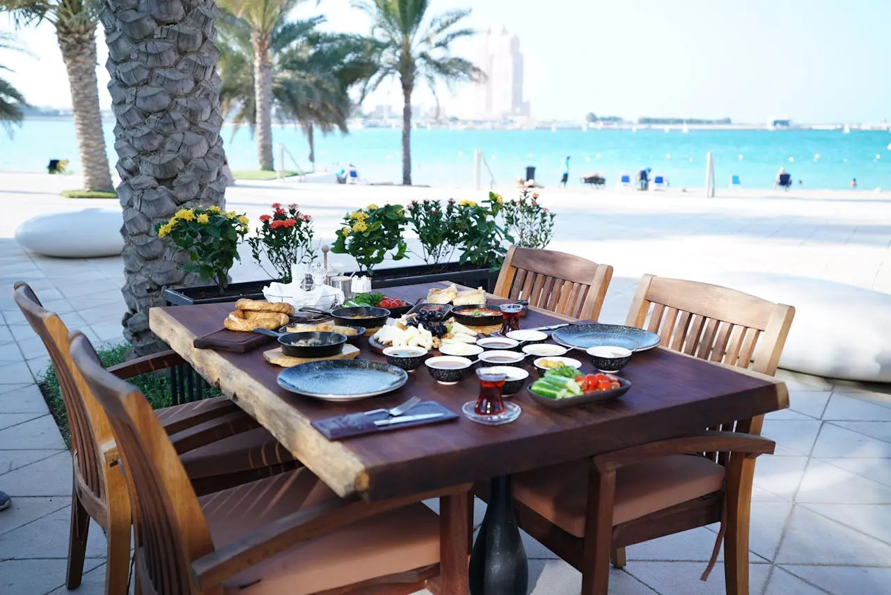 Dining table by the Dubai waterfront
