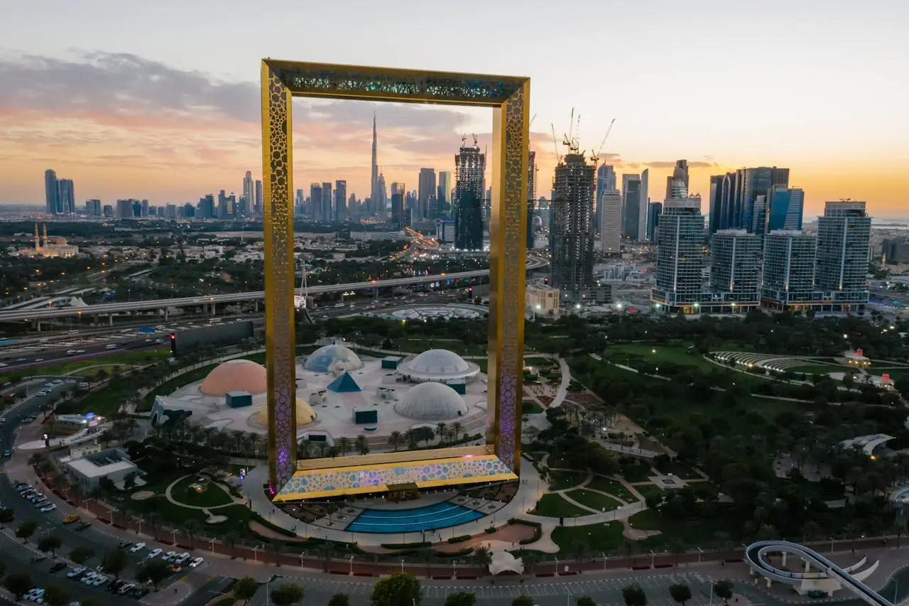 Dubai Frame and city skyline