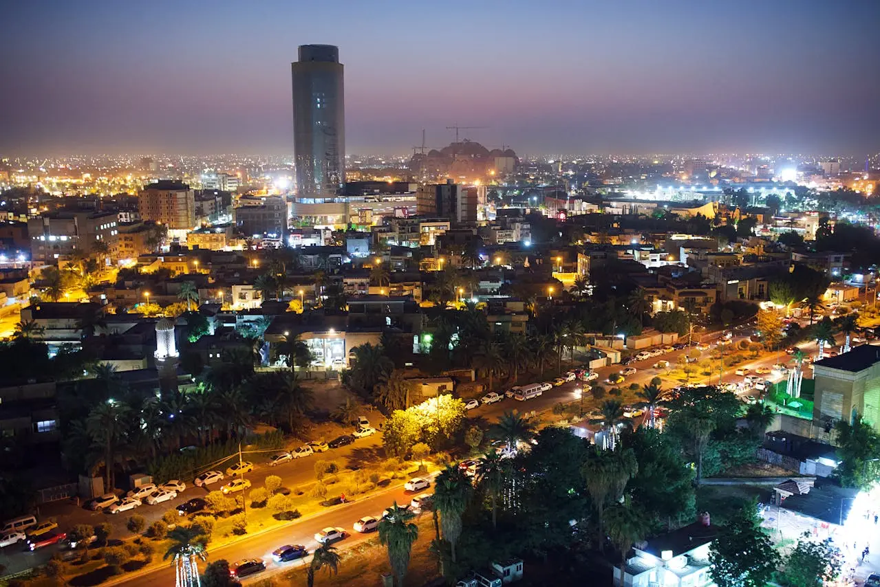 Jeddah roads and city lights at night