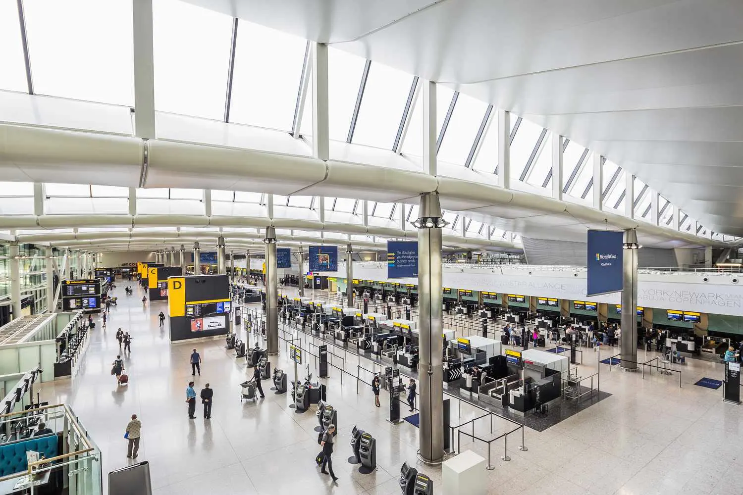 London airport terminal check-in area