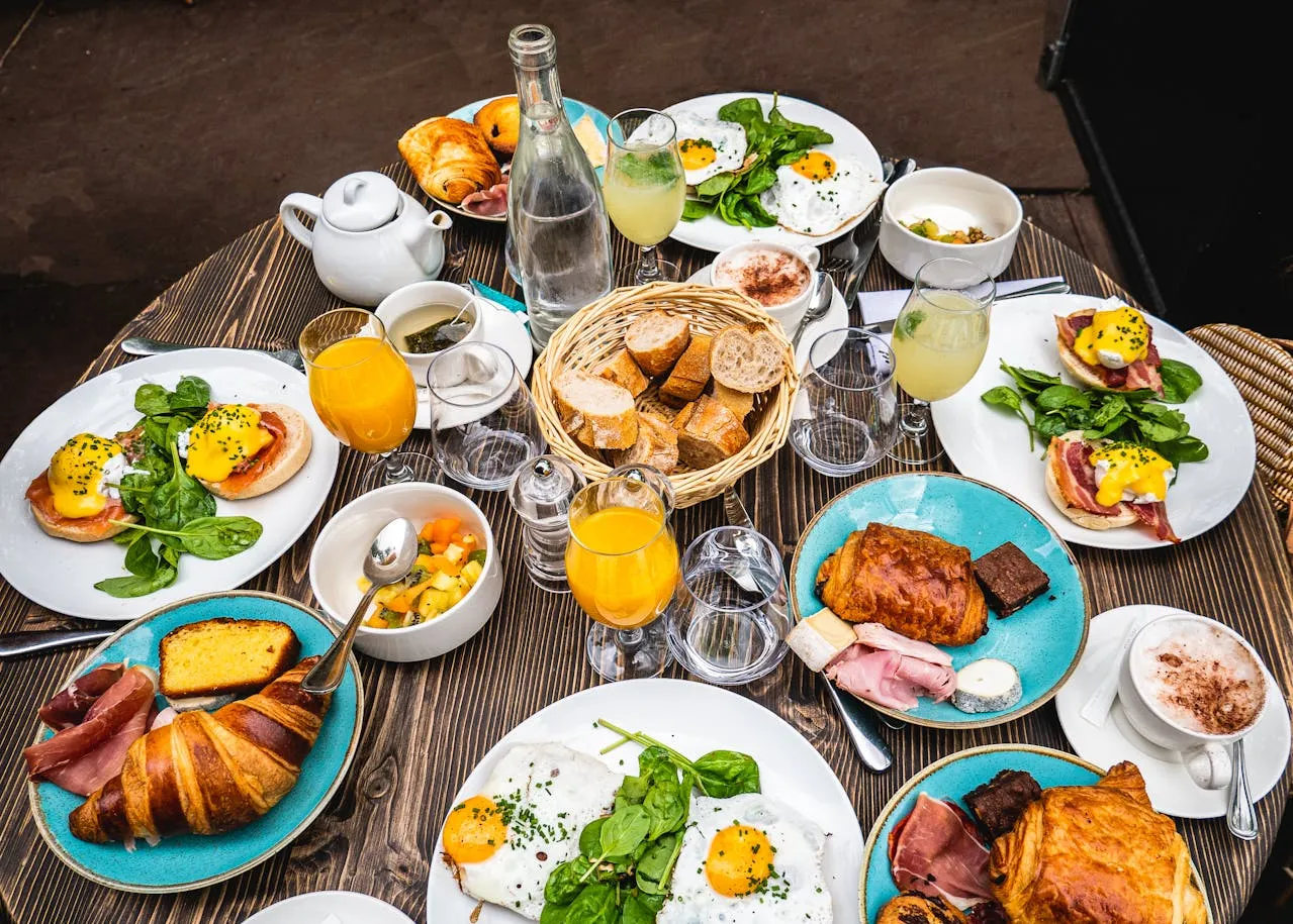 Paris café breakfast and brunch table