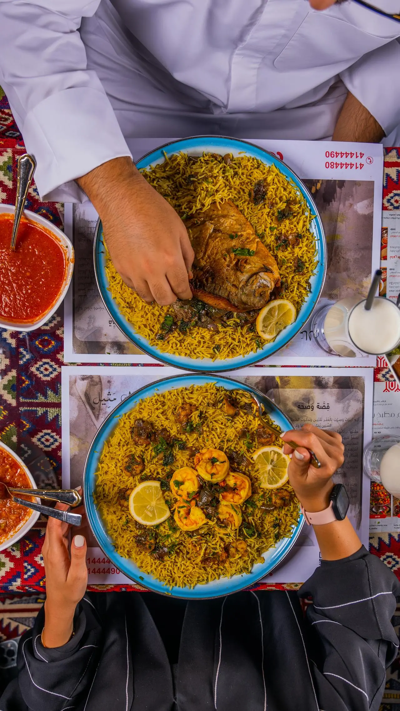 Traditional Saudi dishes served together