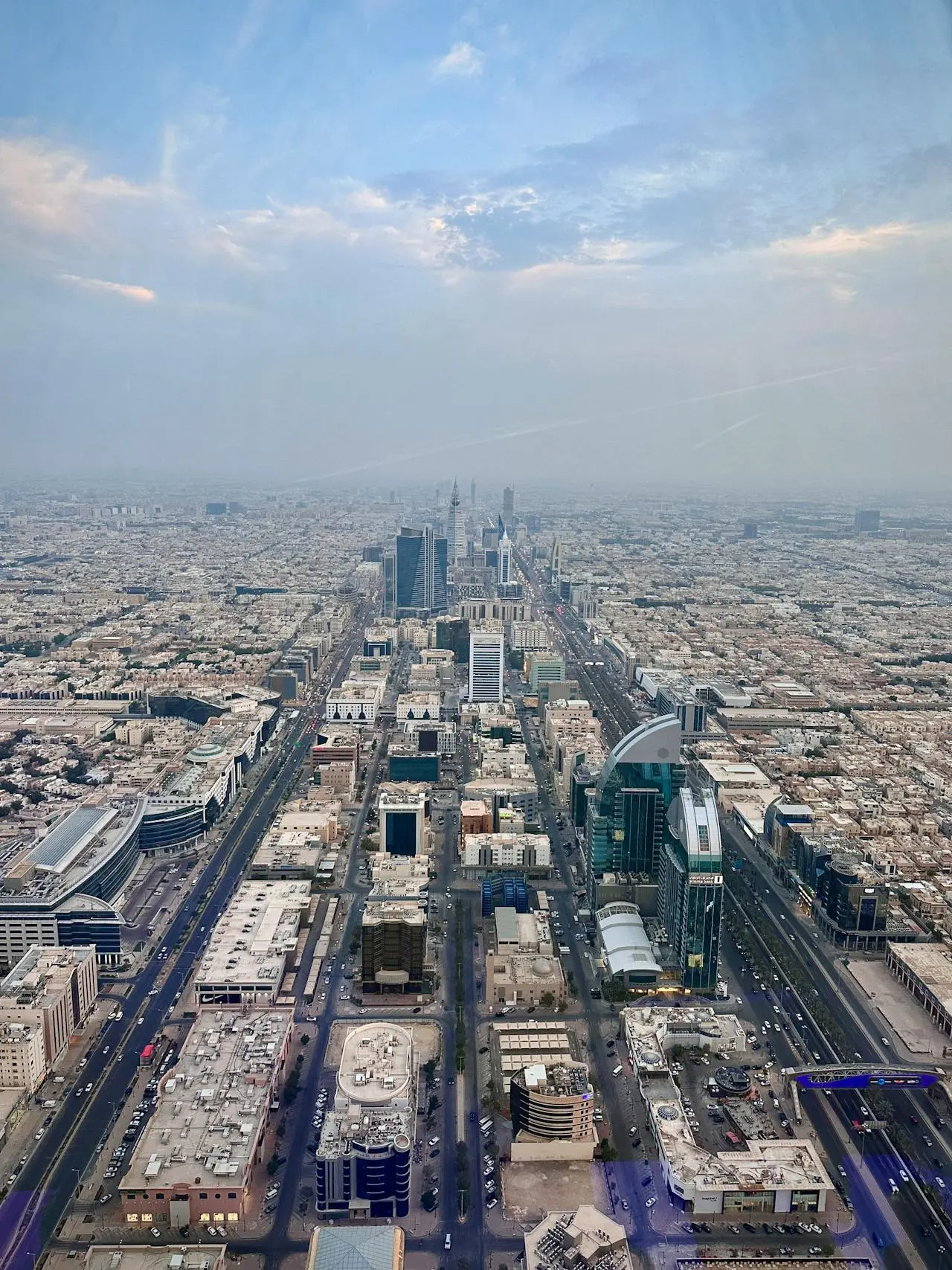 Aerial view of Riyadh roads and city districts